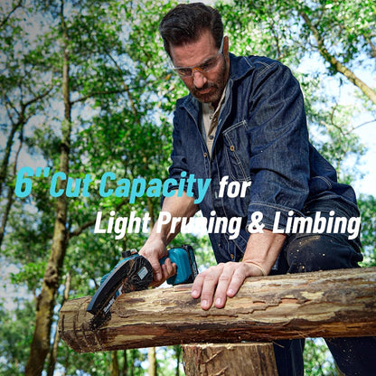SEESII 2-in-1 Cordless Chain Saw and Mini Chainsaw with 2 4000mAh Batteries, 8 Inch Brushless Chainsaw with Telescopic Pole, Extendable up to 15 Feet for Tree Pruning