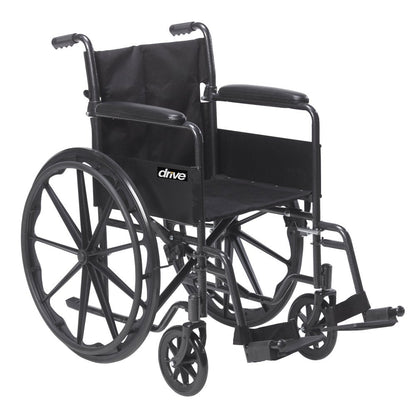 2025 Silla de ruedas Drive Medical Silver Sport 1 con reposabrazos completos y reposapiés removibles y abatibles