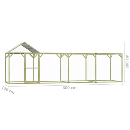 2025 Gallinero exterior 6 x 1,5 x 2 m – Recinto seguro de madera impregnada para aves y pequeños animales
