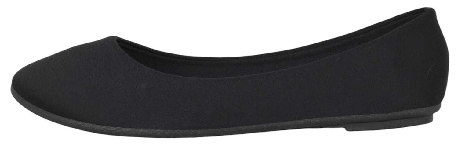 Forever FLEXIBLE-62 Black Women Ballet Flats Round Toe Satin Slip-On Shoes Gel Memory Foam Comfort Insole Casual Dress Flats-1