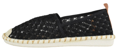 Forever Link PLEDGE-16 Black Women Canvas Slip-On Loafers Breathable Knit Espadrille Style Lightweight Casual Shoes-1