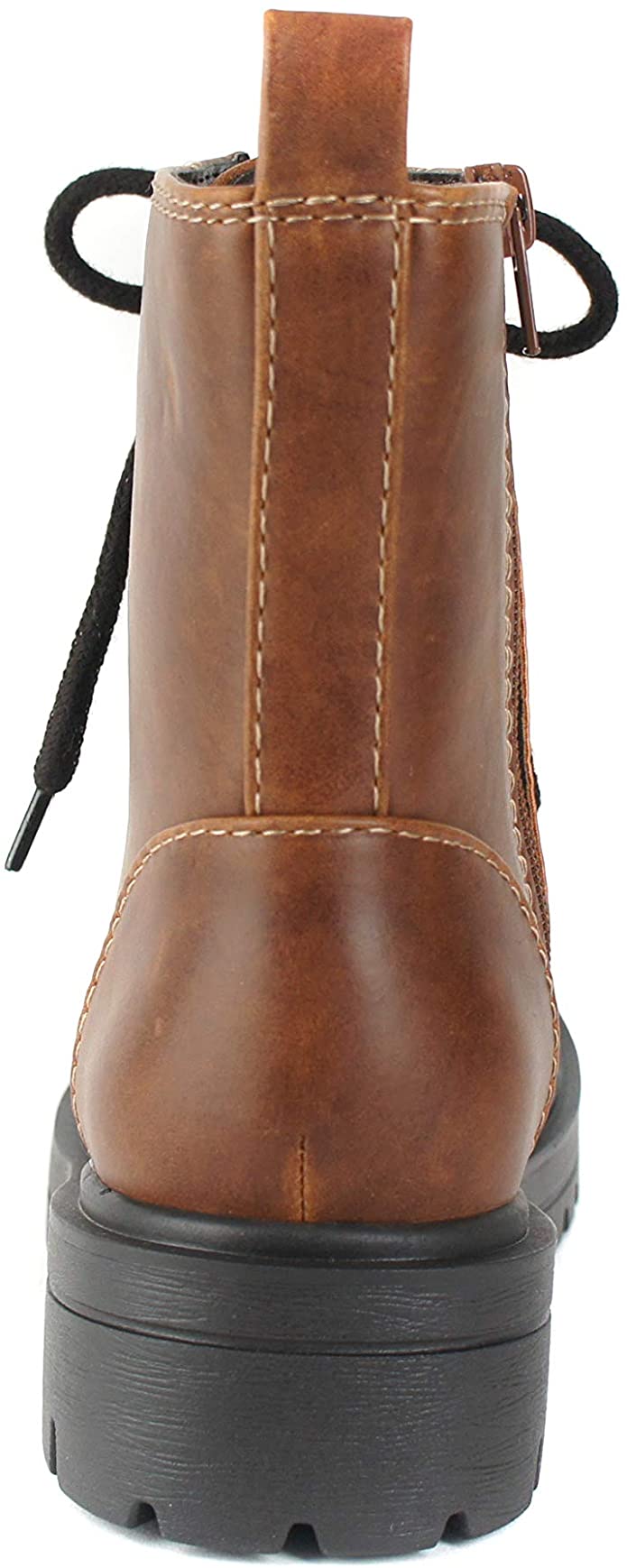 Soda FIRM-S Whiskey Women Combat Boots Military Motorcycle Platform Ankle Boots Side Zipper Faux Leather Riding Boots - Accent Foot Fashions