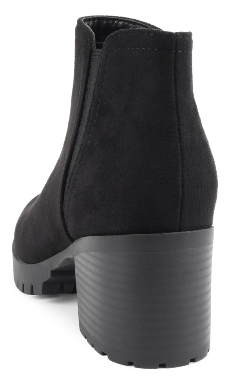 Soda THUMB-S Black Women Ankle Boots Chunky Lug Sole Side Zipper Block Heel Faux Leather Short Booties - Accent Foot Fashions