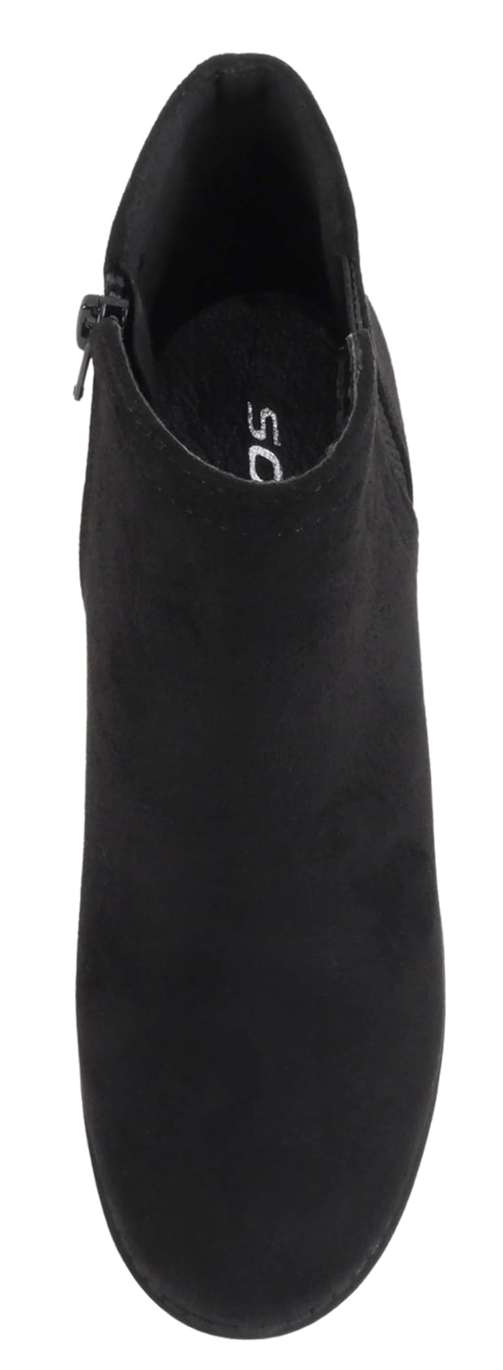 Soda THUMB-S Black Women Ankle Boots Chunky Lug Sole Side Zipper Block Heel Faux Leather Short Booties - Accent Foot Fashions