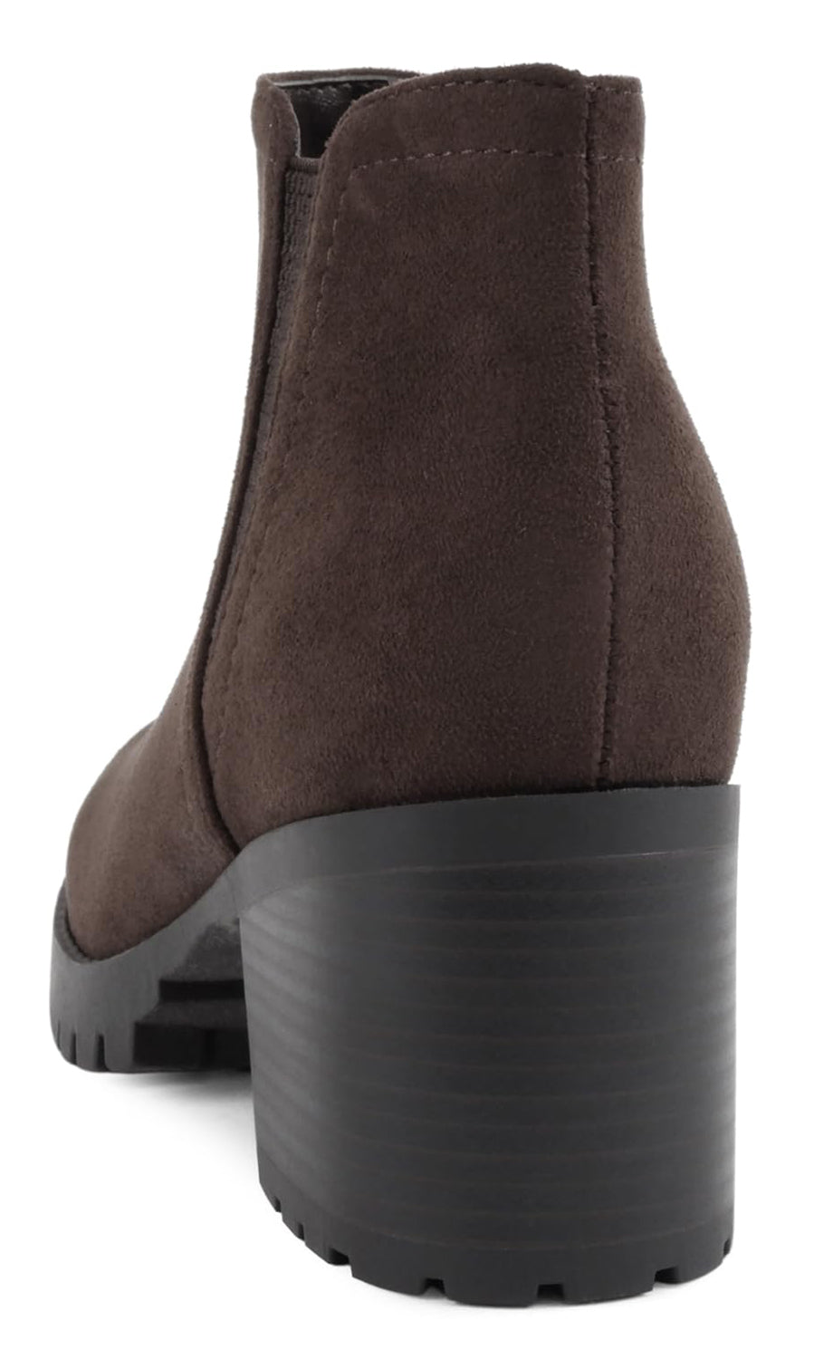 Soda THUMB-S Tobacco Suede Women Ankle Boots Chunky Lug Sole Block Heel Side Zipper Elastic V-Cut Fashion Booties-3