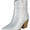 Top Moda NAPLES-1 Silver Women Western Ankle Boots Rhinestone Glitter Pointed Toe Block Heel Cowboy Booties-0